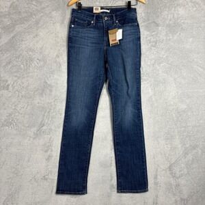 Levis Classic Straight Jeans Womens Long W26 Dark Wash Mid Rise  Western Boho